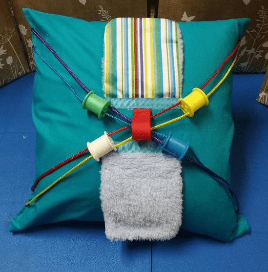 Fiddle Cushion Square #23 Aqua