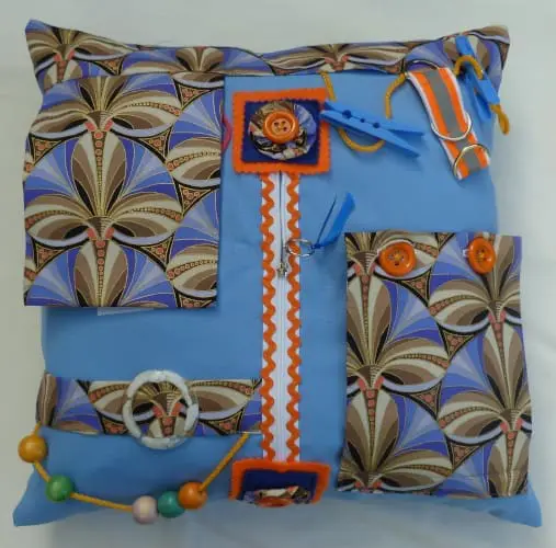 Fiddle Cushion - Square #1 Blue