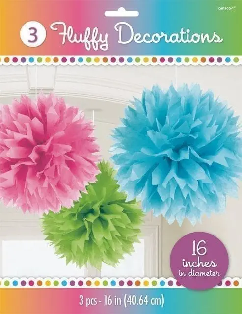 Fluffy Ball Puff Decoration Pk3