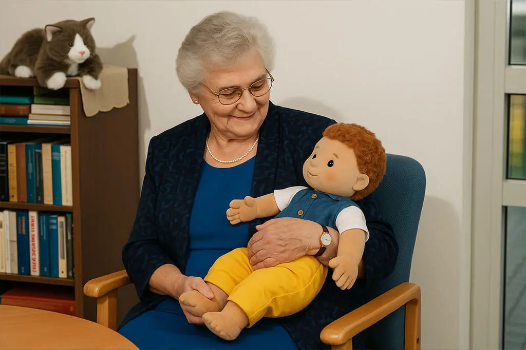Elderly lady holding Therapy Doll