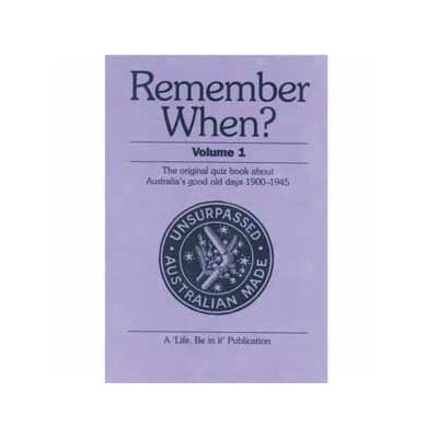 A5 Reminiscence Activity Manual - Remember When? Volume 1