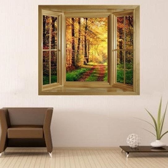 Through The Window’ Wall Mural – Autumn Leaves