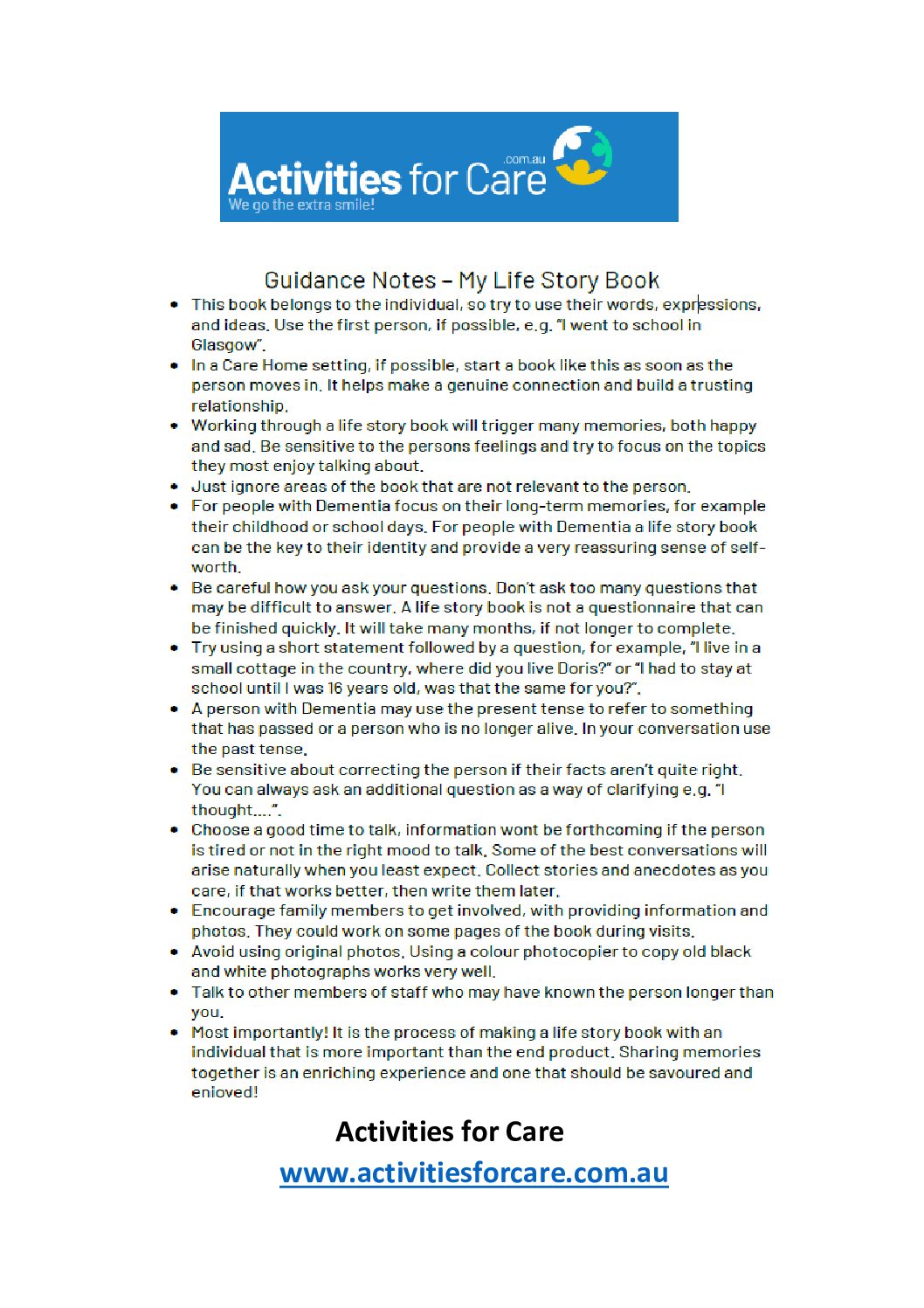 Guidance Notes My Life Story Book (LSB1)