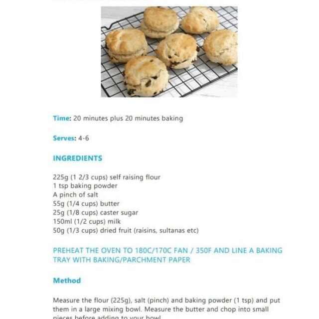 Afternoon Tea Fruit Scones - Recipe Card